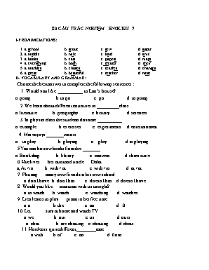 80 Câu trắc nghiệm english 7